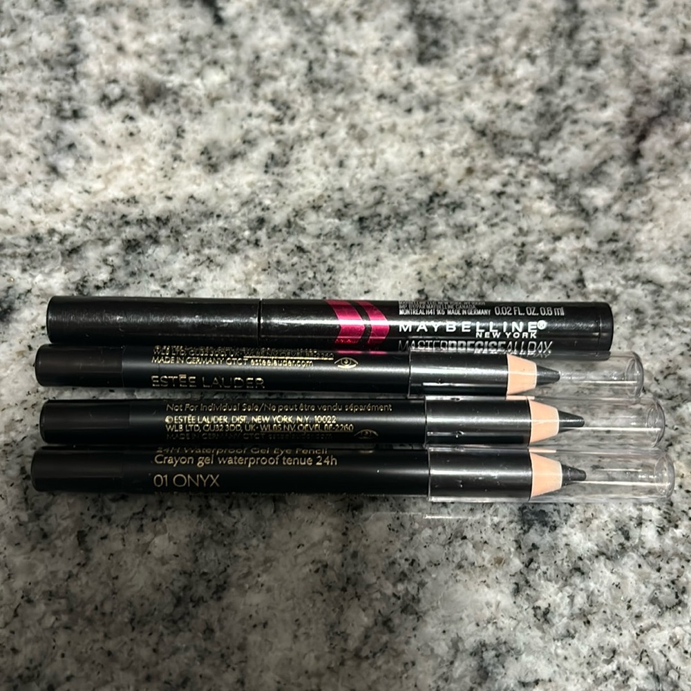 Bonus gift🎁 3-pc ESTEE LAUDER LOT Double Wear 24H Waterproof Eye Pencil 01ONYX